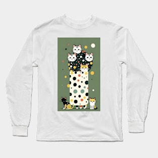 Polka Dot Purr-fection: A Feline Symphony Long Sleeve T-Shirt